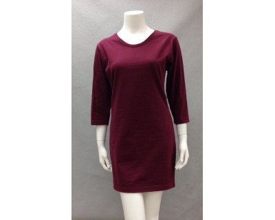 Wms Fine Gauge Dress Solid Burgundy